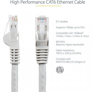 StarTech.com 10ft CAT6 Ethernet Cable - Gray Snagless Gigabit - 100W PoE UTP 650MHz Category 6 Patch Cord