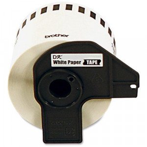 Brother Continuous Length White Film DK Tape - 1 9/64" Width x 50 ft Length - Removable Adhesive - Direct Thermal