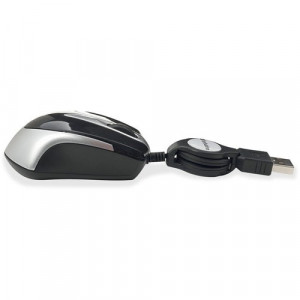 Verbatim Mini Travel Optical Mouse - Black - Optical - Cable - Black - 1 - USB - 1000 dpi - Scroll Wheel - 3 Button(s)