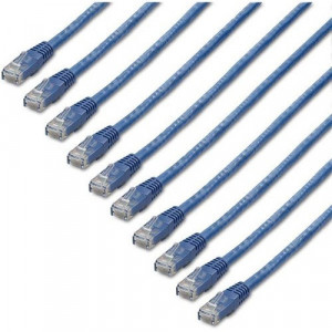 StarTech.com 6 ft. CAT6 Ethernet cable - 10 Pack - ETL Verified - Blue CAT6 Patch Cord - Molded RJ45 Connectors - 24 AWG