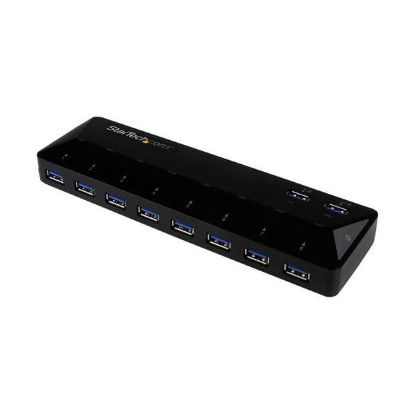 StarTech.com 10-Port USB 3.0 Hub with Charge and Sync Ports - 2 x 1.5A Ports - Desktop USB Hub and Fast-Charging Station