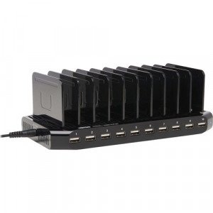 Tripp Lite by Eaton 10-Port USB Charger with Built-In Storage - 1 Pack - 12 V DC Input - 5 V DC/2.40 A Output