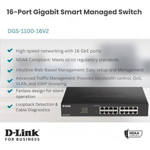 D-Link DGS-1100-16V2 Ethernet Switch - 16 Ports - Manageable - 2 Layer Supported