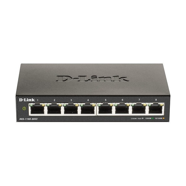 D-Link DGS-1100-08V2 Ethernet Switch - 8 Ports - Manageable - 2 Layer Supported - 4.94 W Power Consumption