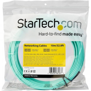 StarTech.com 10m (30ft) LC/UPC to LC/UPC OM4 Multimode Fiber Optic Cable, 50/125µm, 100G