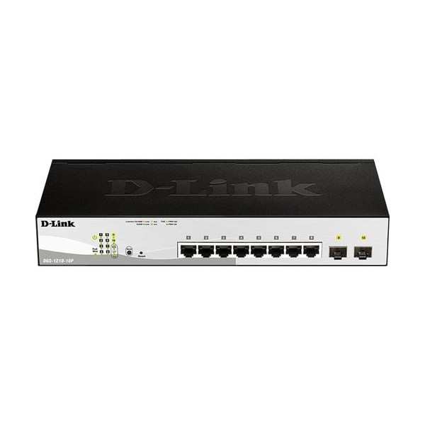 D-Link 10-Port Gigabit Web Smart Switch Including 2 Gigabit SFP Ports - 8 Ports - Manageable - Gigabit Ethernet