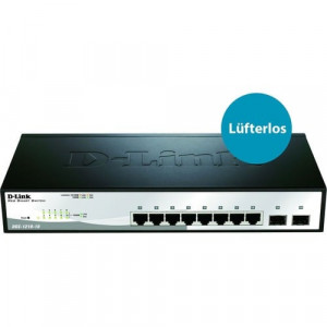 D-Link 10-Port Gigabit Web Smart Switch Including 2 Gigabit SFP Ports - 8 Ports - Manageable - Gigabit Ethernet