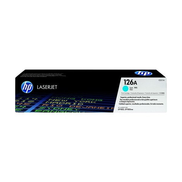 HP 126A (CE311A) Original Standard Yield Laser Toner Cartridge - Single Pack - Cyan - 1 Each - 1000 Pages