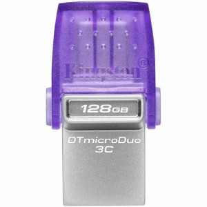 Kingston DataTraveler microDuo 3C USB Flash Drive - 128 GB - USB 3.2 (Gen 1) Type A, USB 3.2 (Gen 1) Type C