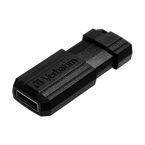 Verbatim 128GB Pinstripe USB Flash Drive - Black - 128 GB - USB 2.0 Type A - 10 MB/s Read Speed - 4 MB/s Write Speed