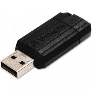 Verbatim 128GB Pinstripe USB Flash Drive - Black - 128 GB - USB 2.0 Type A - 10 MB/s Read Speed - 4 MB/s Write Speed