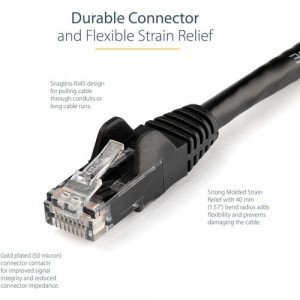 StarTech.com 12ft CAT6 Ethernet Cable - Black Snagless Gigabit - 100W PoE UTP 650MHz