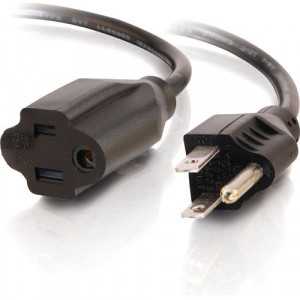 C2G 12ft 18 AWG Outlet Saver Power Extension Cord (NEMA 5-15P to NEMA 5-15R) - For Transformer, Computer, Monitor, Scanner