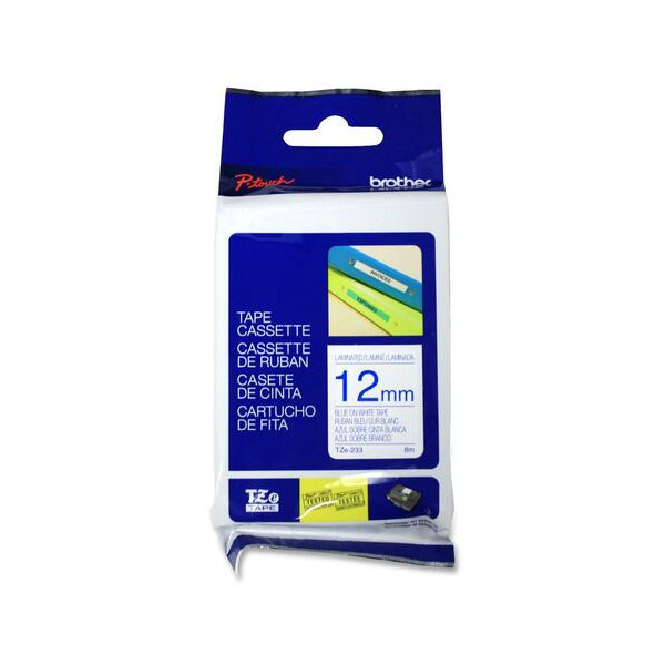 Brother TZe-233 Label Tape - 15/32" Width - Rectangle - Thermal Transfer - White - 1 Each - Water Resistant - Chemical Resistant