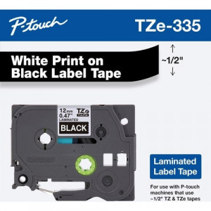 Brother P-touch TZe Laminated Tape Cartridges - 15/32" Width - Rectangle - Black - 1 Each - Water Resistant