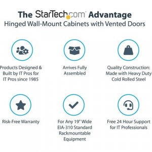 StarTech.com 12U 19" Wall Mount Network Cabinet - 16" Deep Hinged Locking Flexible IT Data Equipment Rack