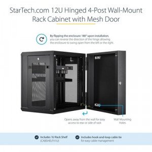 StarTech.com 12U 19" Wall Mount Network Cabinet - 16" Deep Hinged Locking Flexible IT Data Equipment Rack