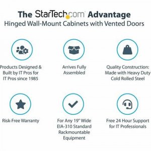 StarTech.com 12U 19" Wall Mount Network Cabinet - 24" Deep Hinged Vented Server Room Enclosure Locking