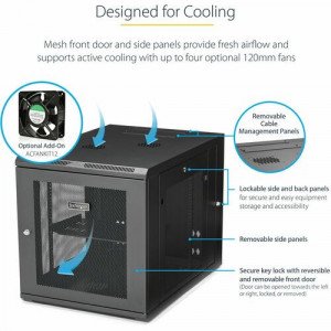 StarTech.com 12U 19" Wall Mount Network Cabinet - 24" Deep Hinged Vented Server Room Enclosure Locking