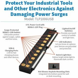 SURGE PROTECTOR 10-OUTLET 2 USB 6FT CORD