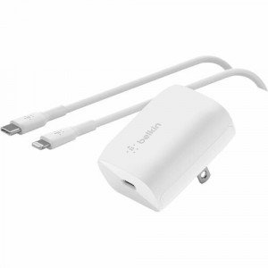 Belkin BoostCharge USB-C Wall Charger 20W + USB-C Cable with Lightning Connector - WCA006DQ1MWH-B5