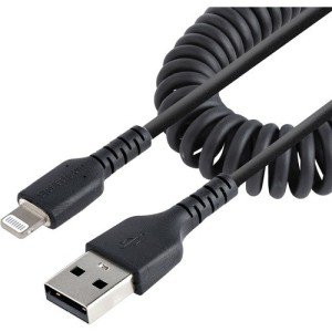 20IN 50CM USB TO LIGHTNING BLACK COILED CABLE