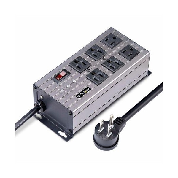 6-PORT INDUSTRIAL POWER STRIP - SURGE PROTECTION MOUNTABLE PDU