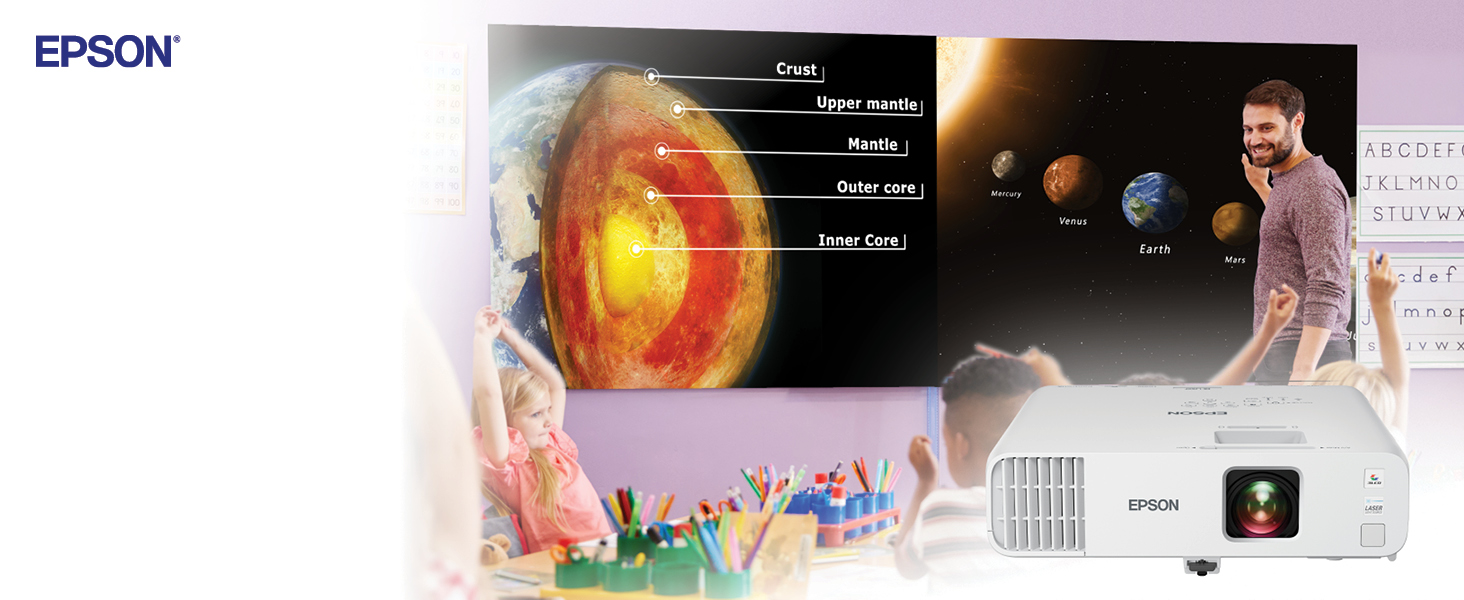 Epson PowerLite L260F High Brightness Projector, 3LCD, HDMI, Wireless, Long Lamp Life